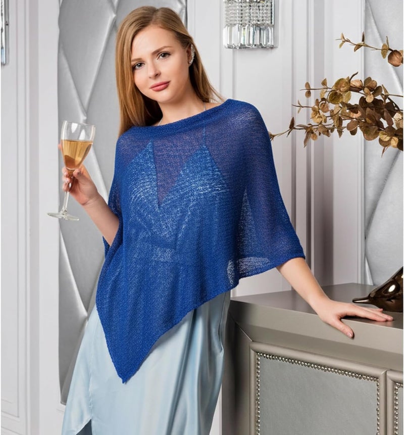 Jamntower 1 Pcs Women Sheer Poncho Shrug Summer Sheer Blouse Top Lightweight Poncho Sheer Bolero for Formal Evening Dress - Image 2